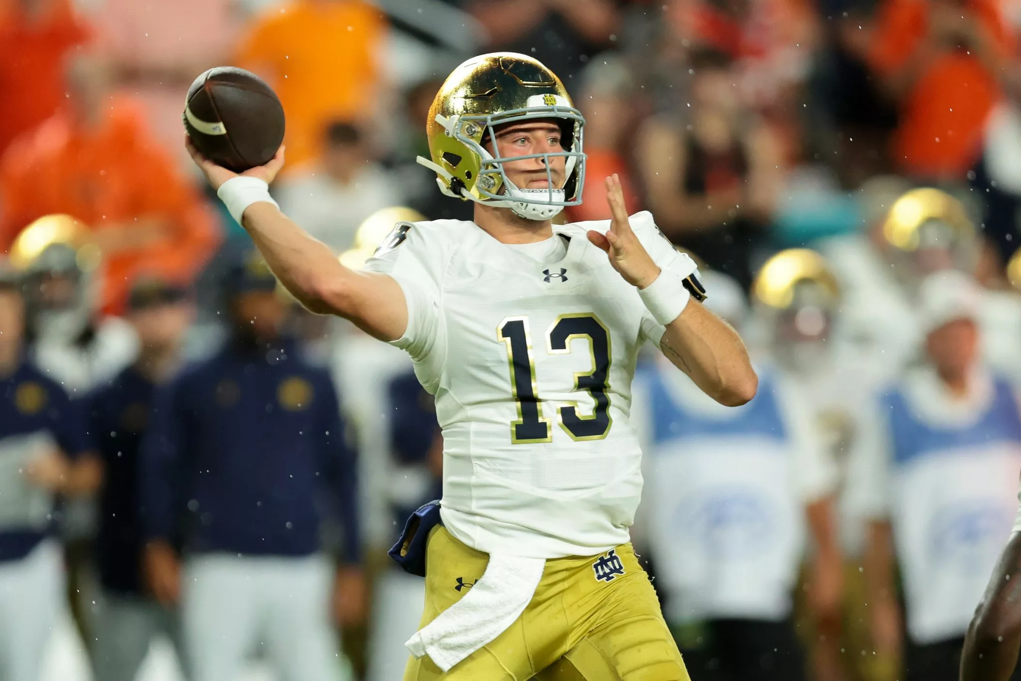 CJ Carr looks to lead the Irish over the Aggies