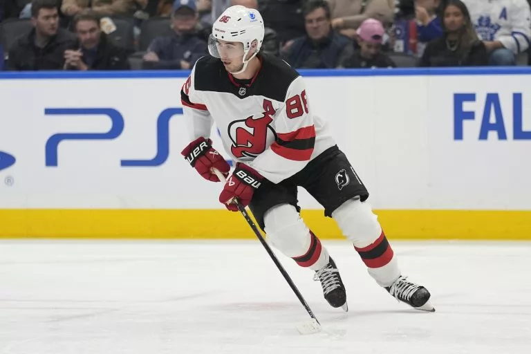 Jack Hughes looks to lead the Devils over the Sharks