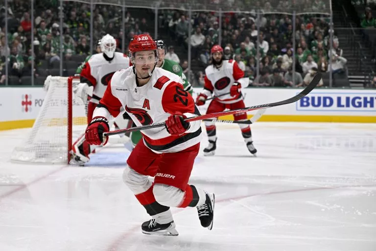 Sebastian Aho looks to lead the Hurricanes over the Golden Knights.